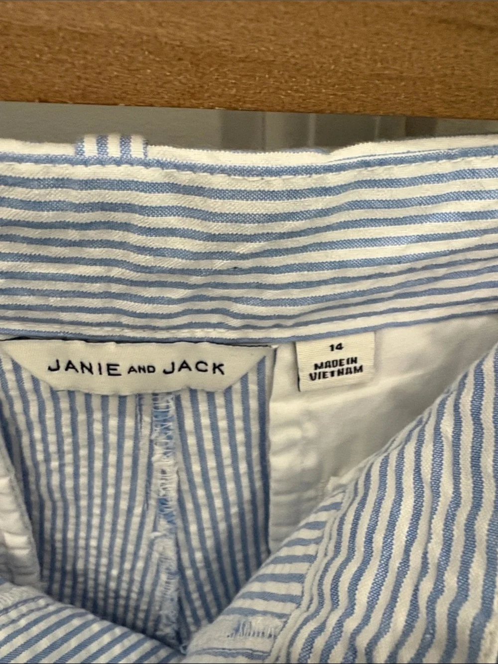 Janie and Jack Light Blue Seersucker Stripe Shorts
